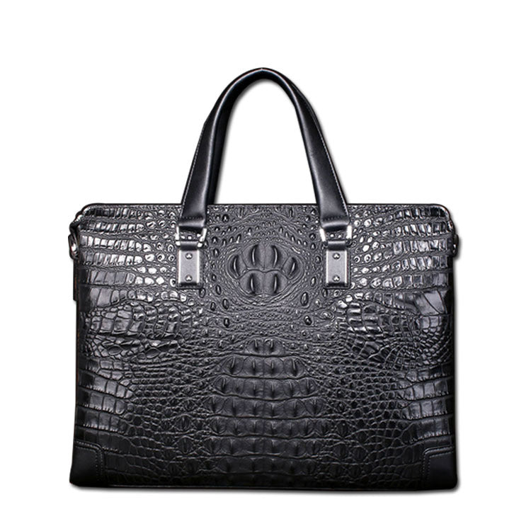 Manufacturer wholesale new leather briefcase men's top layer cowhide crocodile pattern business shoulder handbag