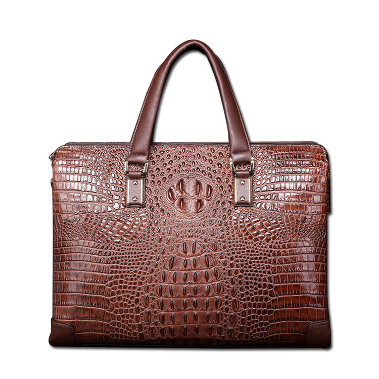 Manufacturer wholesale new leather briefcase men's top layer cowhide crocodile pattern business shoulder handbag