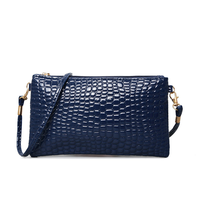 Patent leather small bag 2015 trendy shoulder small bag women's Japanese and Korean coin bag crocodile pattern crossbody bag mobile phone coin purse