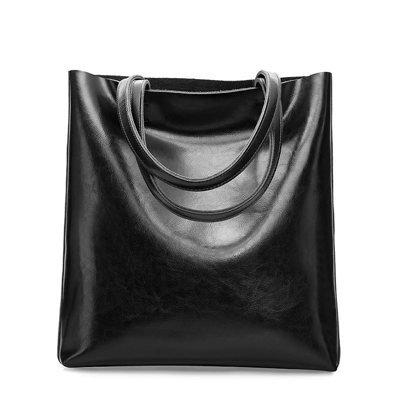 Summer new style cowhide women's bag, fashionable women's bag, simple tote bag, large capacity fashionable hand shopping bag