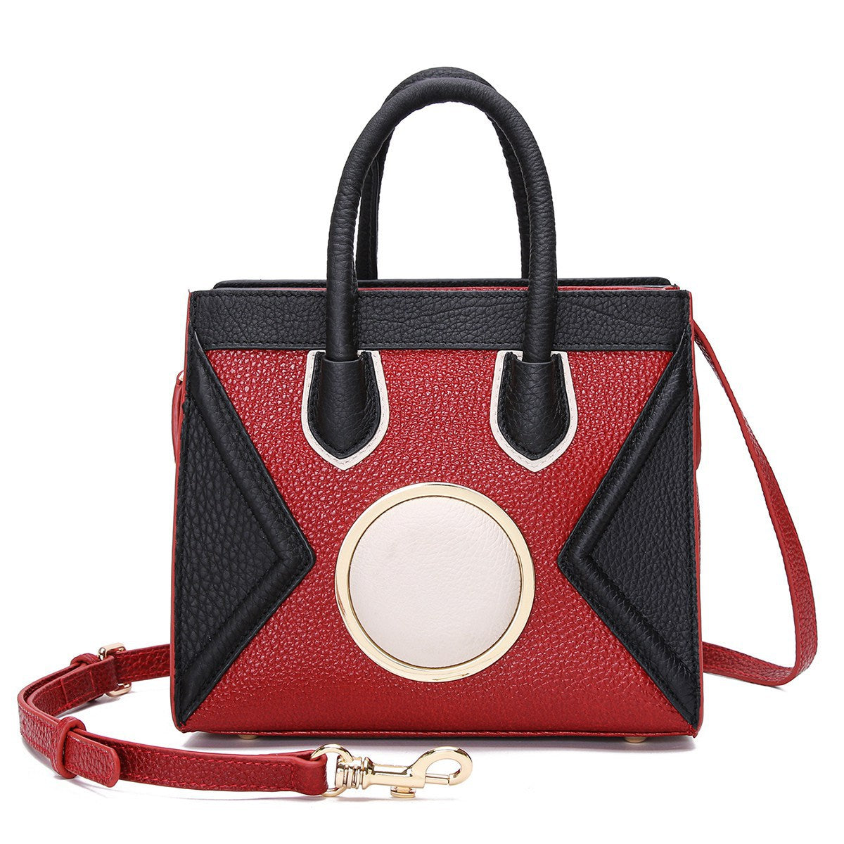 New Fashionable Genuine Leather Women's Bag First Layer Cowhide Hand-held Princess Diana Bag Wings Camera Bag Smiling Face Contrast Color Trendy Women 0770