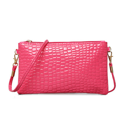 Patent leather small bag 2015 trendy shoulder small bag women's Japanese and Korean coin bag crocodile pattern crossbody bag mobile phone coin purse