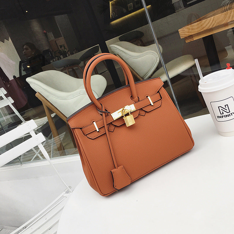 2022 New Genuine Leather Women's Bag Cowhide Lychee Pattern Platinum Bag Handbag Fashion Trend Crossbody Shoulder Bag