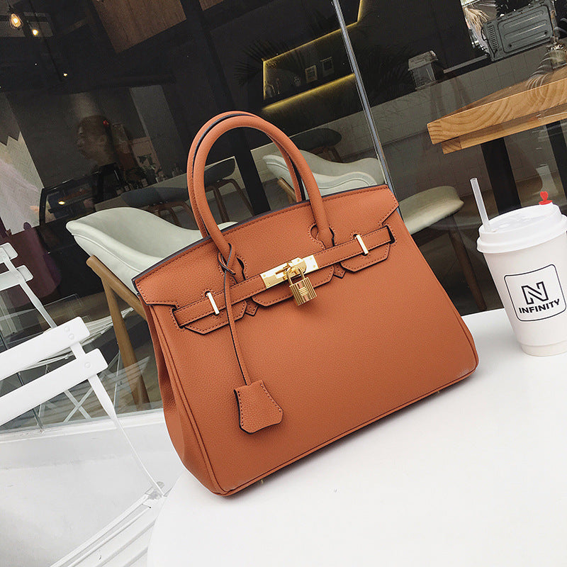 2022 New Genuine Leather Women's Bag Cowhide Lychee Pattern Platinum Bag Handbag Fashion Trend Crossbody Shoulder Bag