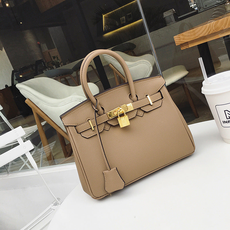 2022 New Genuine Leather Women's Bag Cowhide Lychee Pattern Platinum Bag Handbag Fashion Trend Crossbody Shoulder Bag