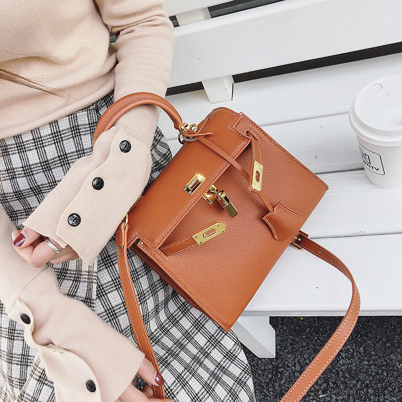 2021 New European and American Fashion Palm Print Genuine Leather Kelly Bag Shoulder Diagonal Handbag Women's Bag Factory Direct Sales