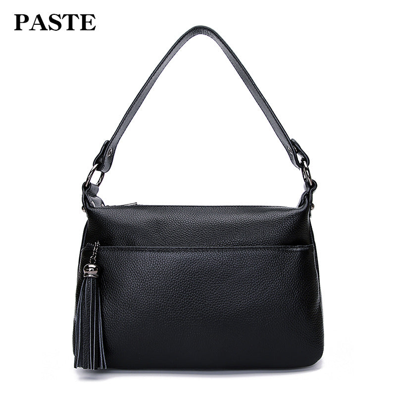 2023 spring and summer new style women's shoulder crossbody tassel bag fashionable genuine leather women's bag first layer cowhide handbag 2007