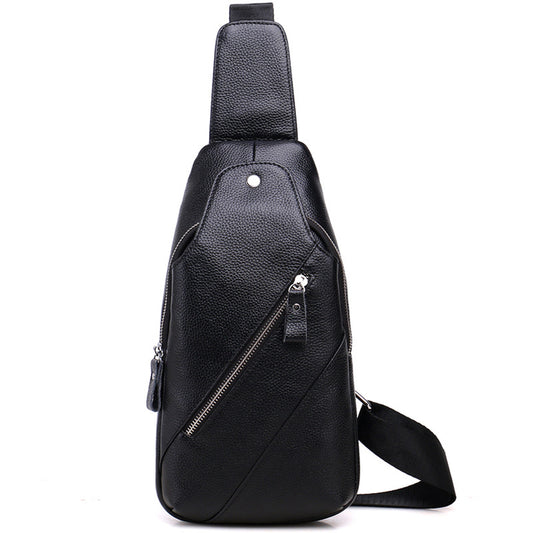 Chest Bag Genuine Leather Shoulder Bag Men's Business Casual Crossbody Chest Bag First Layer Cowhide Bag Men's Chest Bag