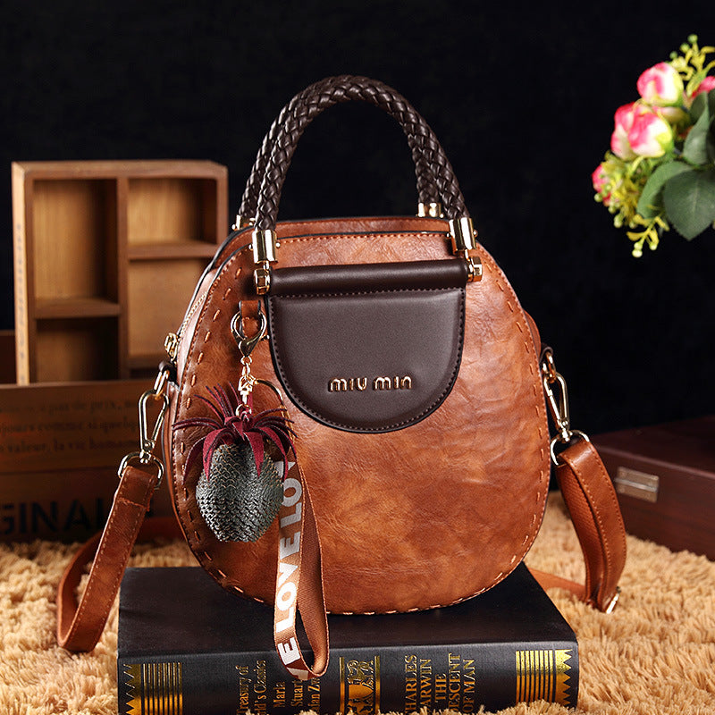 2021 Spring New Genuine Leather Women's Bag Fashion Trendy Ring Handbag One Piece Factory Direct Sales