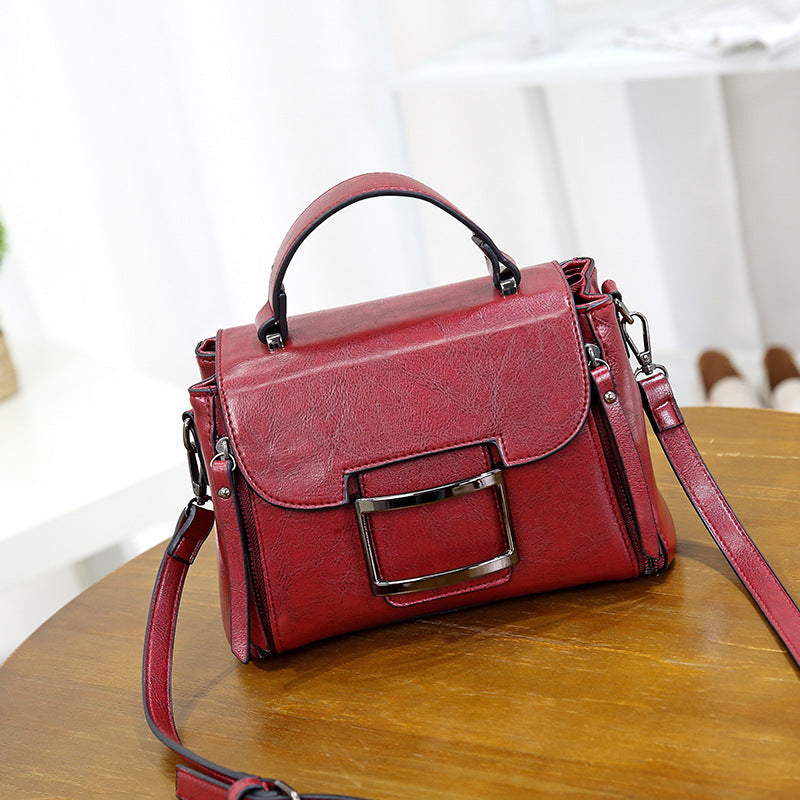 Bags for women 2023 new fashionable oil wax leather small square bag ins super hot bag summer crossbody bag retro women's bag