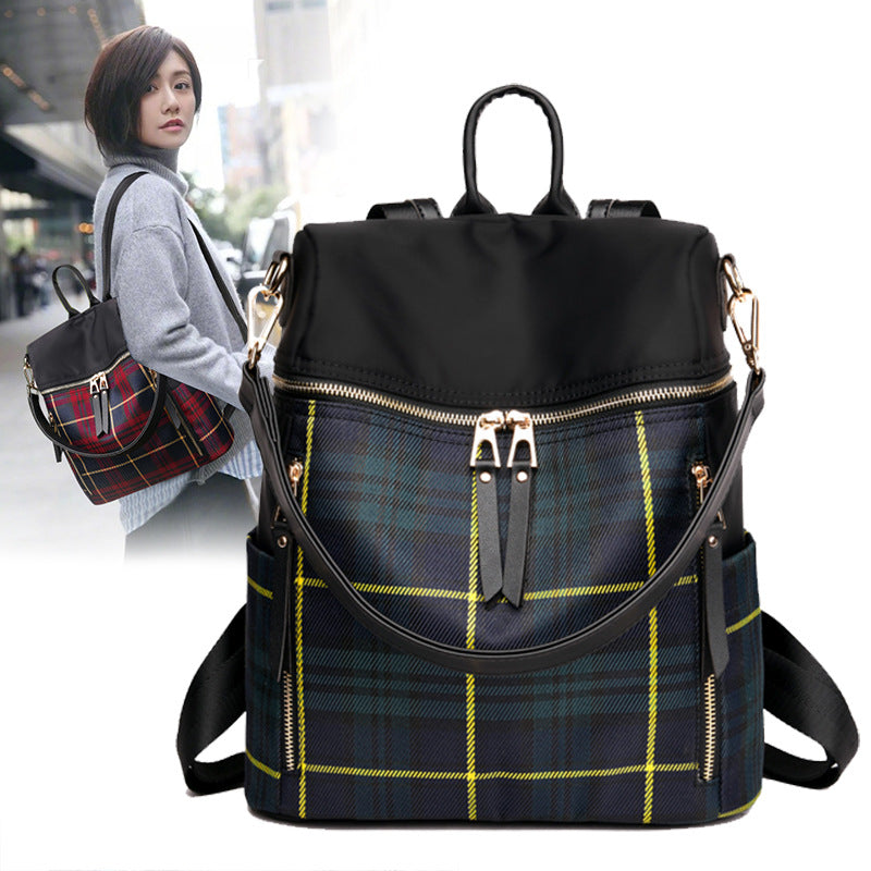 Oxford cloth with leather women's backpack women's trendy 2022 new Korean fashion backpack versatile student schoolbag