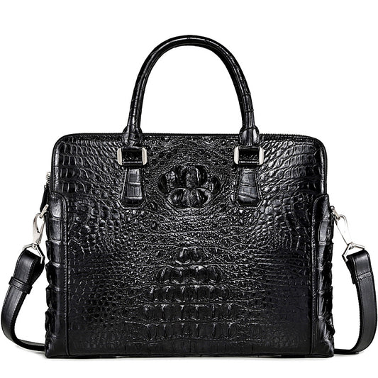 Genuine crocodile leather handbag, new business casual large-capacity briefcase, horizontal style leather bag, hand bag