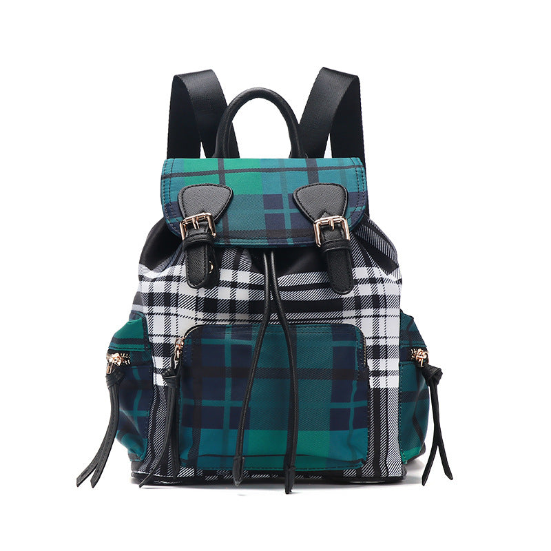 One piece drop-shipping school bag for female middle school students Korean version campus Harajuku ulzzang trendy backpack plaid Oxford backpack