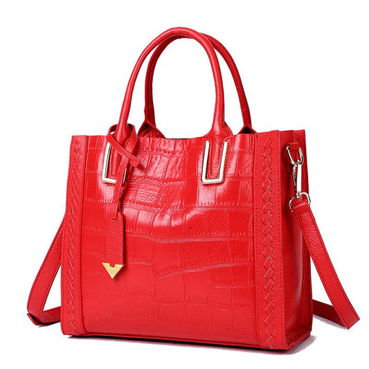 Big bag for women 2023 new top-layer cowhide women's shoulder bag high-end woven handbag female genuine leather bag