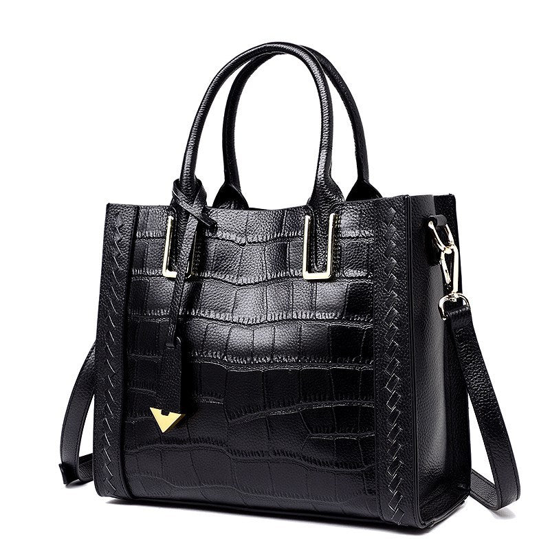 Big bag for women 2023 new top-layer cowhide women's shoulder bag high-end woven handbag female genuine leather bag