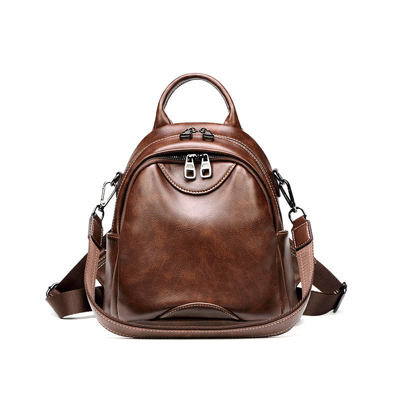 Backpack women's retro soft leather small backpack bag women's easy-to-wear travel bag anti-theft casual mommy bag delivery