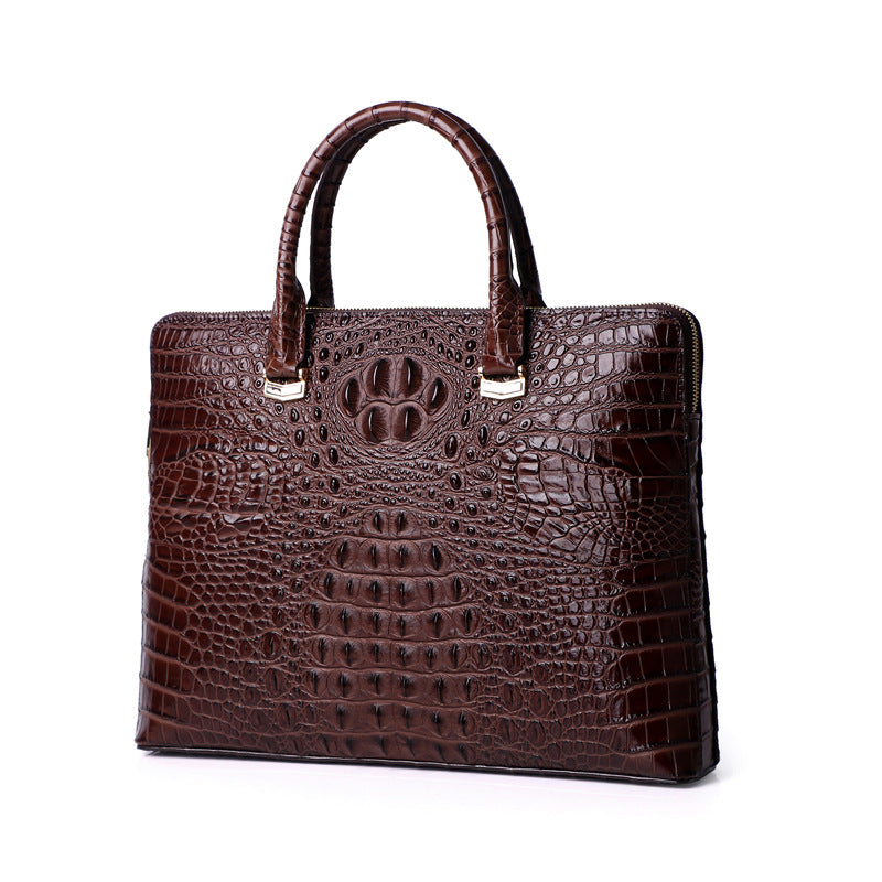 Spring and summer new style crocodile pattern genuine leather men's bag, fashionable casual handbag, first-layer cowhide embossed craft men's bag wholesale