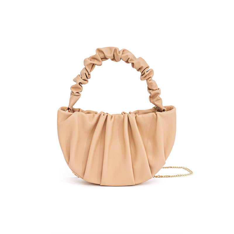 Genuine leather bag wholesale niche design new cloud pleated bag fashionable and versatile sheepskin women's bag hand-held cross-body bag