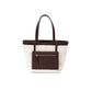 Tote bag women's canvas with cowhide large-capacity commuter woven shoulder bag niche design retro fashion trendy bag