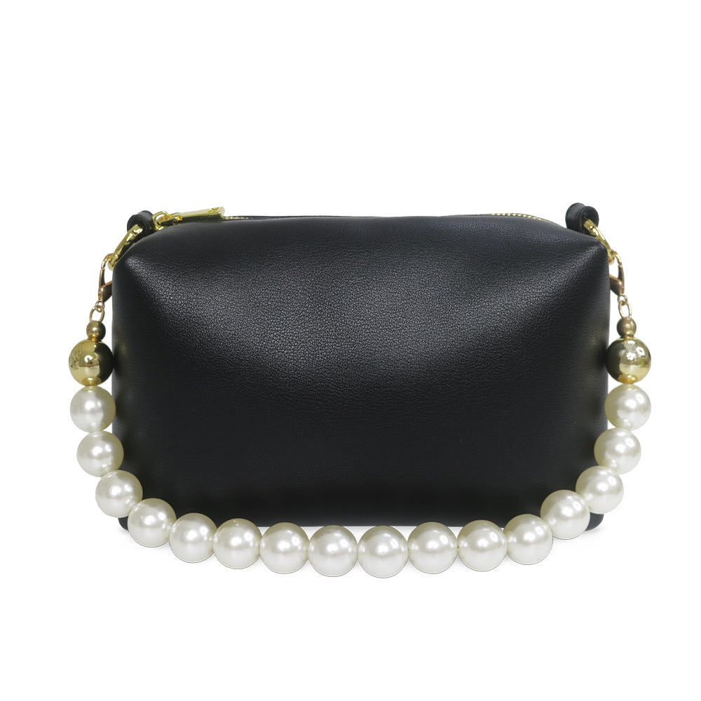 2022 new style sweet and cute fashionable temperament simple personality women's bag soft cowhide pearl handbag crossbody bag