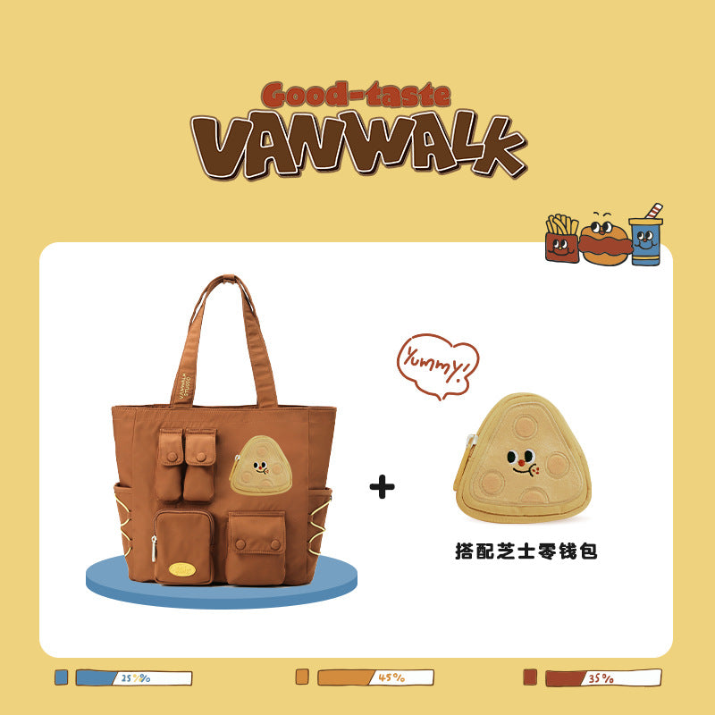 VANWALK bakery homemade Japanese girl food illustration tote bag large capacity cute student shoulder bag