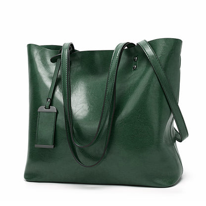 Oil wax leather tote bag for women 2023 new fashion large-capacity shoulder bag simple and elegant soft leather handbag