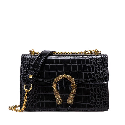 2023 New Crocodile Pattern Women's Bag European and American Simple Chain Bag Crossbody Shoulder Bag Popular and High-end