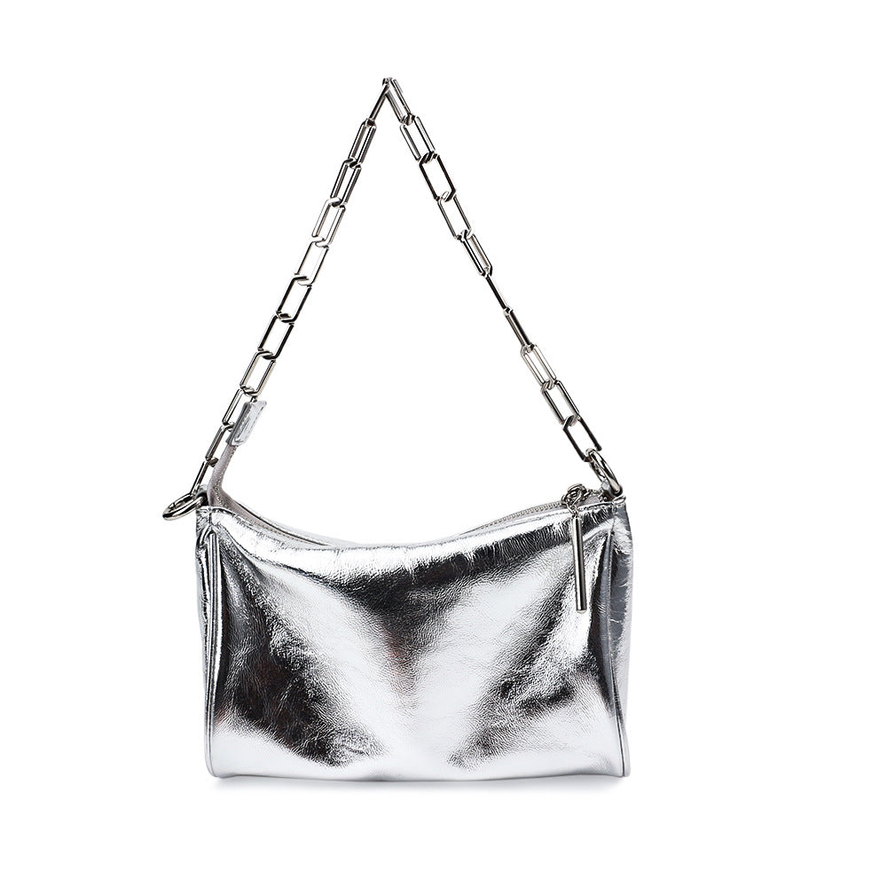 Niche baguette bag armpit bag for women 2023 new summer high-end silver handbag crossbody shoulder bag