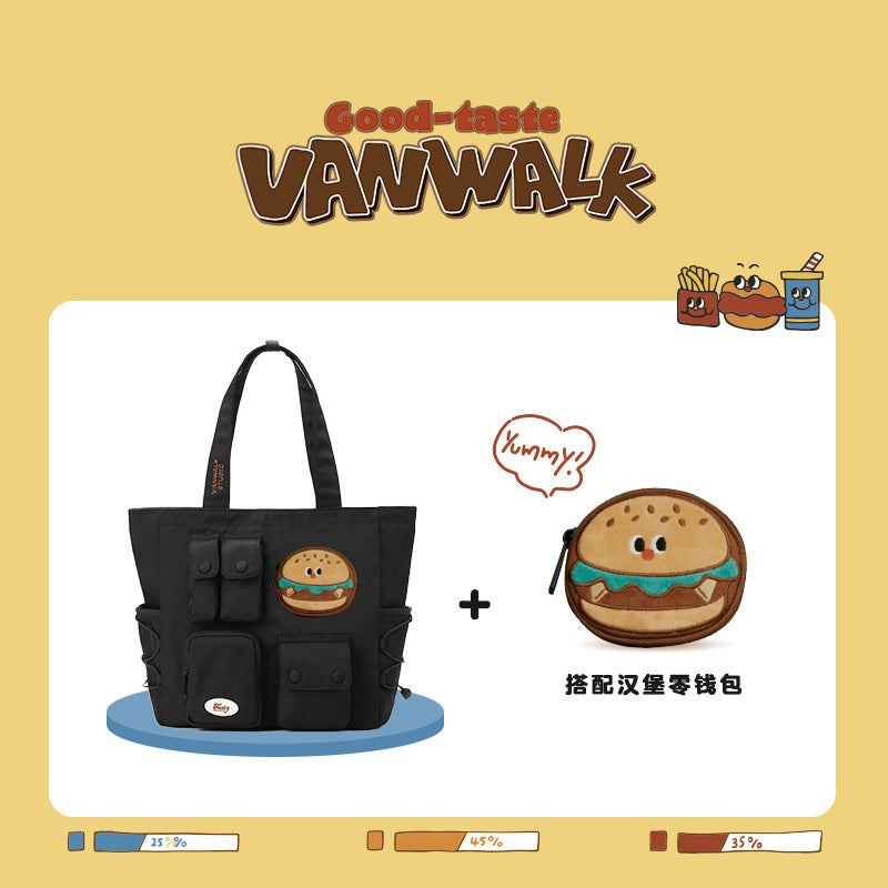 VANWALK bakery homemade Japanese girl food illustration tote bag large capacity cute student shoulder bag