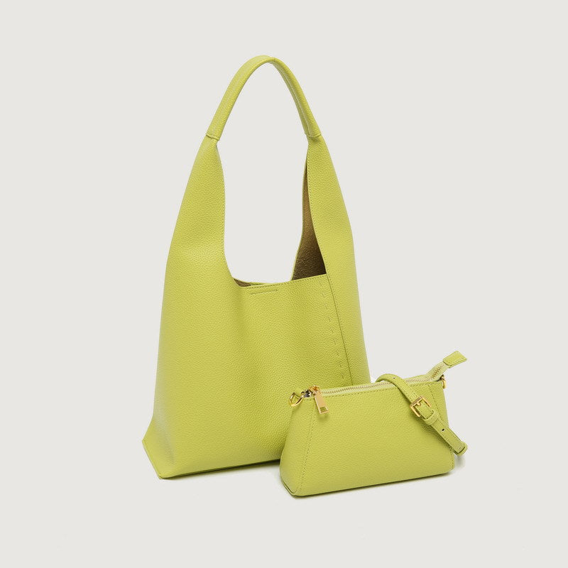 2023 spring new women's soft shoulder bag solid color portable storage Korean style tote bag