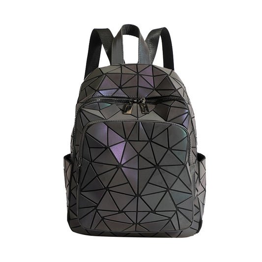 Backpack for women 2023 new versatile Korean school bag for men and women fashion rhombus bag colorful laser travel bag backpack