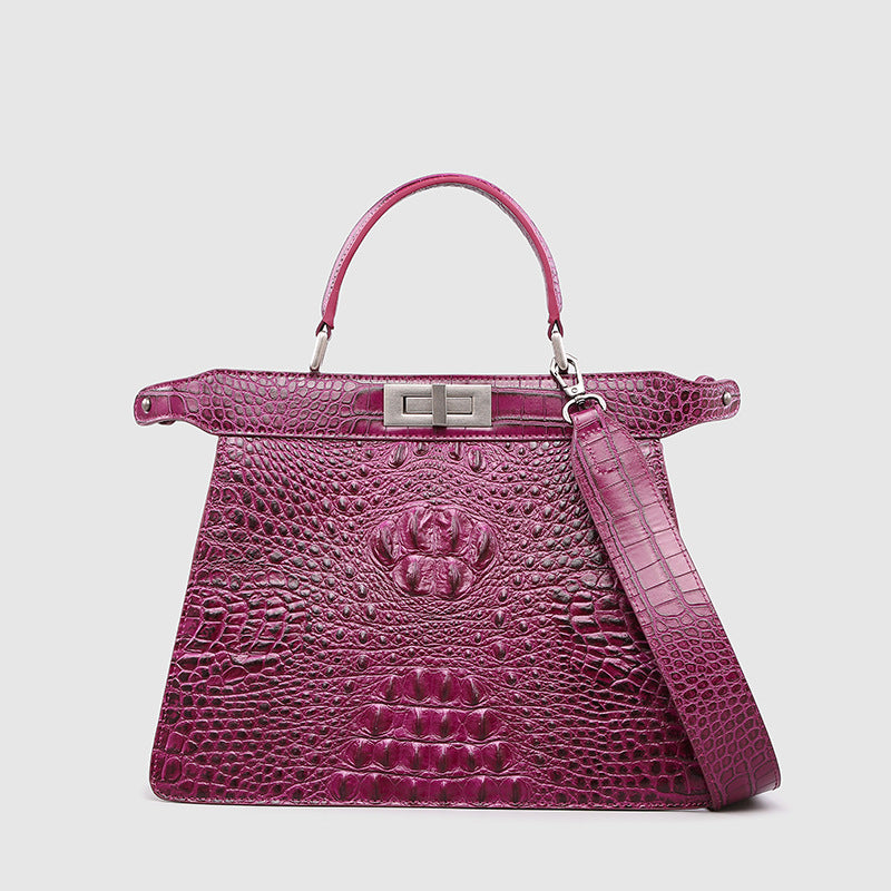 Foreign trade bag women's high-end crocodile pattern genuine leather bag women's portable shoulder crossbody bag European and American fashion kitten bag