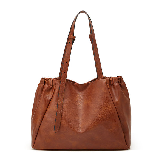 This year’s new large-capacity handbag for women, Korean style, casual tote bag, high-end solid color simple shoulder bag