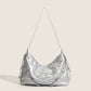 Silver jingle bag crossbody bag large capacity shoulder underarm bag sweet cool hot girl style motorcycle bag solid color tote bag