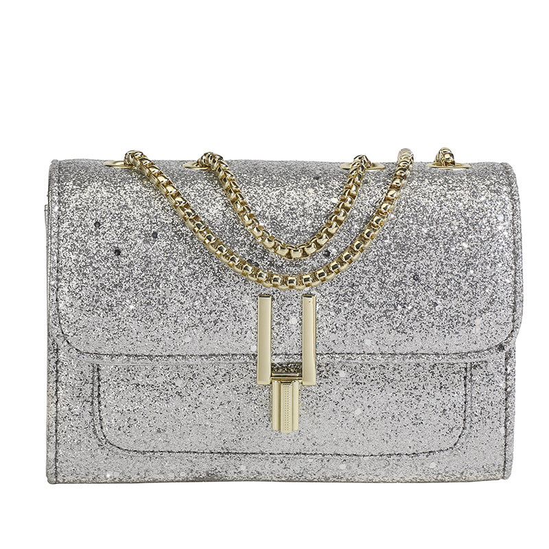 New women's bag, Korean style sequin crossbody bag, versatile and stylish chain bag, fashionable Y lock small square bag, shoulder crossbody bag