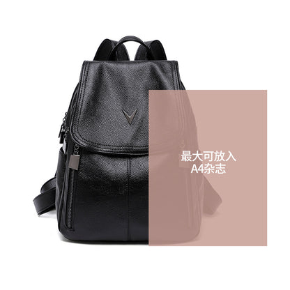 2023 Spring and Summer New Litchi Pattern Backpack Ladies Anti-Theft Backpack Large Capacity Multipurpose Soft Leather Travel Bag Casual