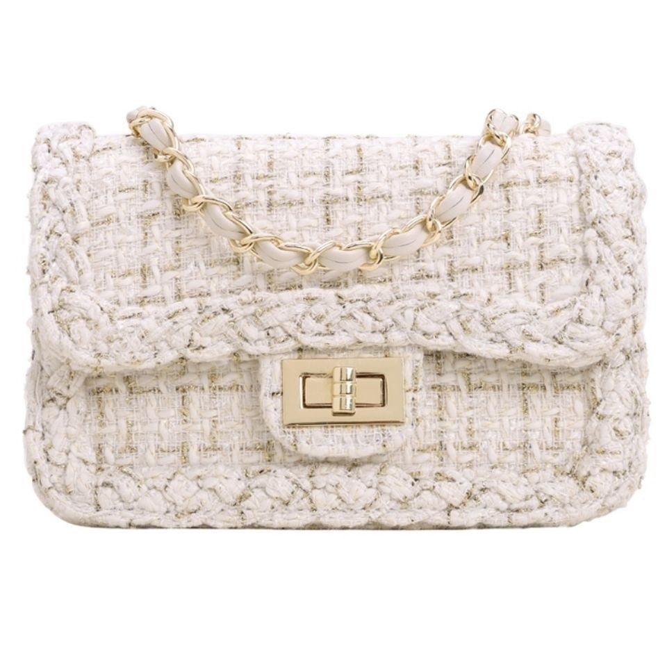 Autumn and winter new women's armpit bag, small fragrant style woolen chain bag, niche high-end one-shoulder crossbody bag, small square bag