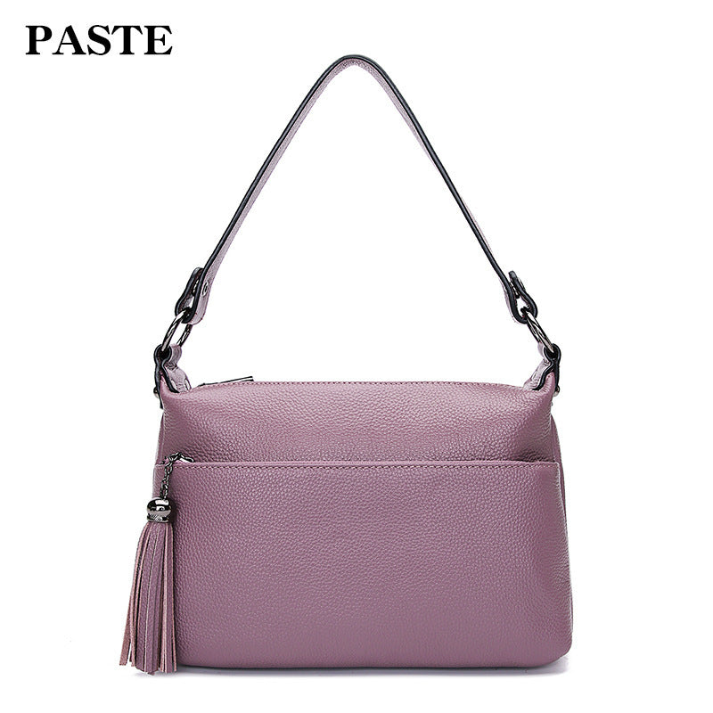 2023 spring and summer new style women's shoulder crossbody tassel bag fashionable genuine leather women's bag first layer cowhide handbag 2007