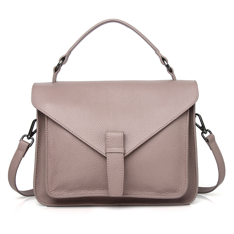 2023 new style pebbled first-layer cowhide flap small square bag portable shoulder crossbody soft leather armpit bag for women