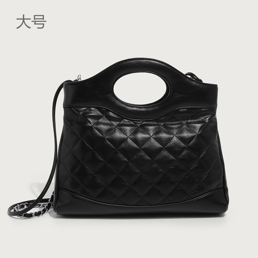 2023 winter new style chain small fragrant shoulder crossbody bag soft leather rhombus handbag internet celebrity high-end handbag