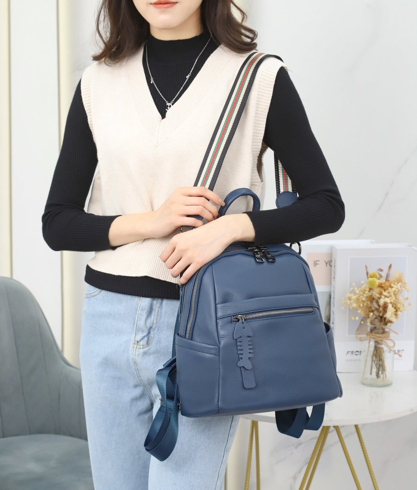 Cross-border backpack for women 2022 new fashion trendy versatile backpack schoolbag for women ins style large capacity