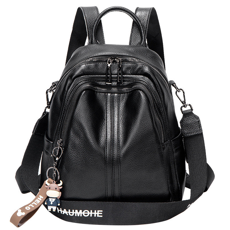 Backpack Women's First Layer Cowhide Large Capacity Backpack Women's Trendy Versatile Luxury Women's Bag College Casual Student School Bag