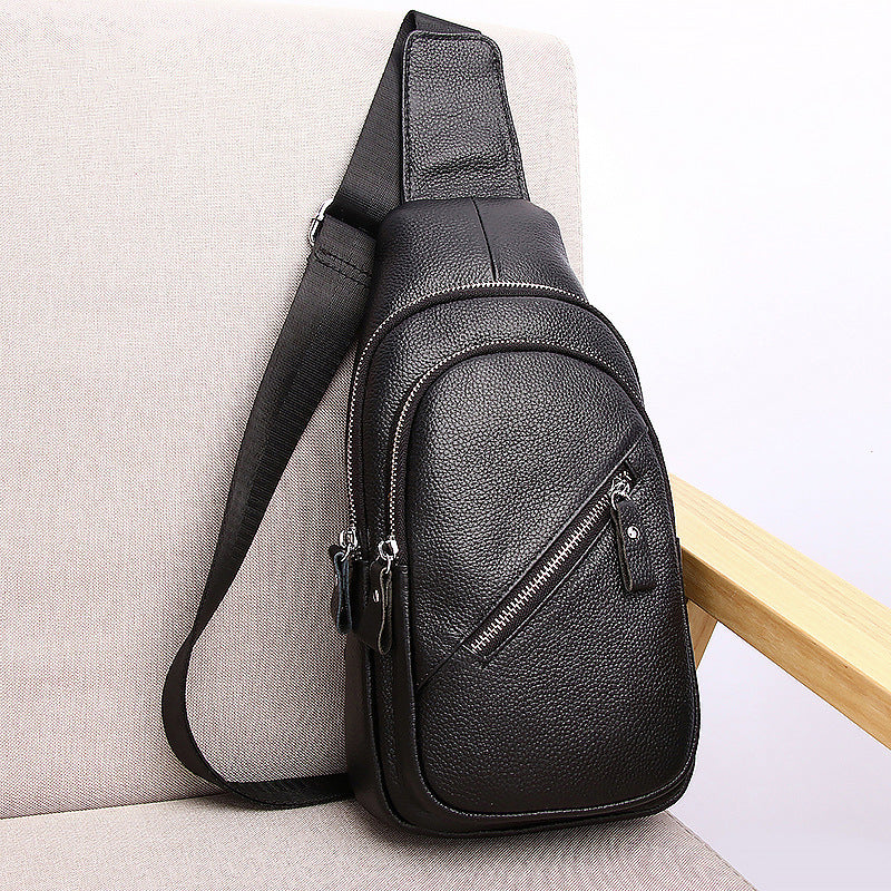 Men's bag, men's chest bag, genuine leather shoulder bag, crossbody bag, trendy brand waist bag, men's shoulder bag, first-layer cowhide backpack