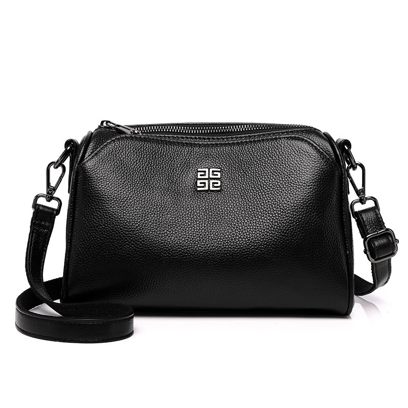 2023 new style first-layer cowhide lychee pattern single shoulder crossbody portable armpit bag multi-compartment casual soft leather mother bag