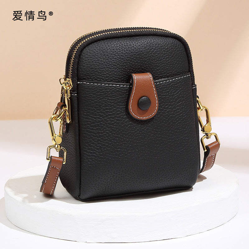 Lovebirds 2022 new niche first-layer cowhide mobile phone bag cross-body small bag casual genuine leather women's bag