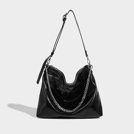 Bags High-end soft leather commuter bag cross-body large bag women's large-capacity chain bag armpit bag fashionable tote bag