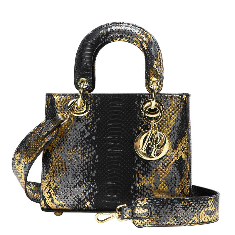 Snake print 2023 new style Princess Diana bag, high-end one-shoulder cross-body bag, high-end fashion pink handbag for women