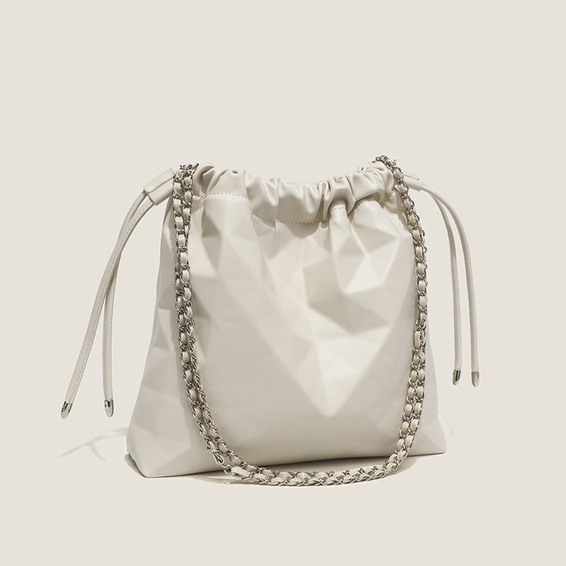 High-quality geometric rhombus niche chain shoulder bucket bag new versatile commuting large-capacity tote underarm bag