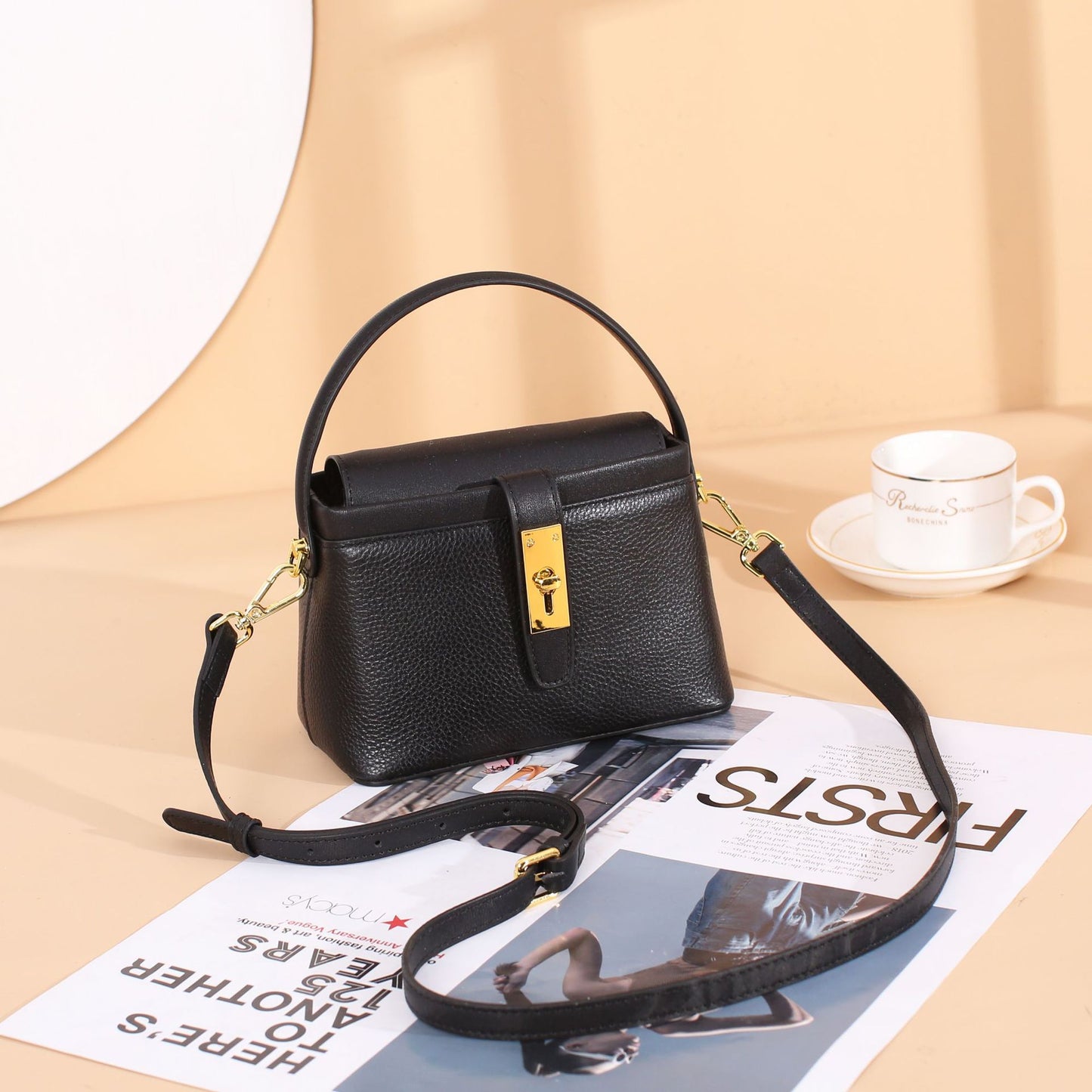 DD genuine leather bag women's niche 2022 textured women's bag autumn and winter new cross-border cowhide bag single shoulder crossbody small square bag