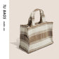 Shoulder bag for women 2023 new tote bag niche high-end canvas handbag striped shopping bag striped woven bag